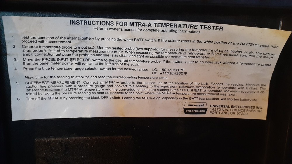 Universal Enterprises model MTR4-A Temperature Tester--no probes