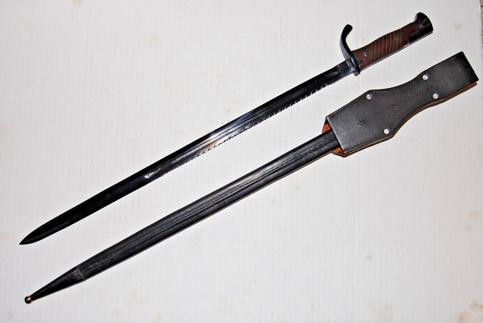 German M1898 Butcher Saw Back Sword Bayonet w/ Scabbard & Frog, Reproduction