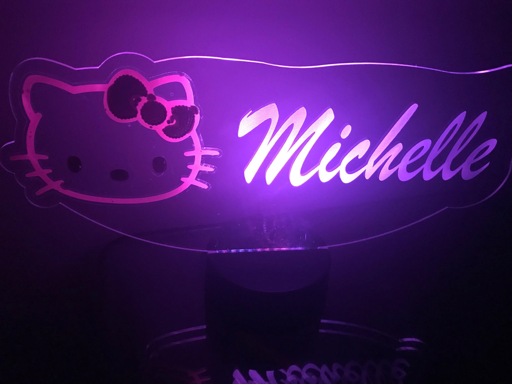 Hello Kitty Light Up Lamp LED Personalized Hello Kitty Table Lamp Remote Engrave