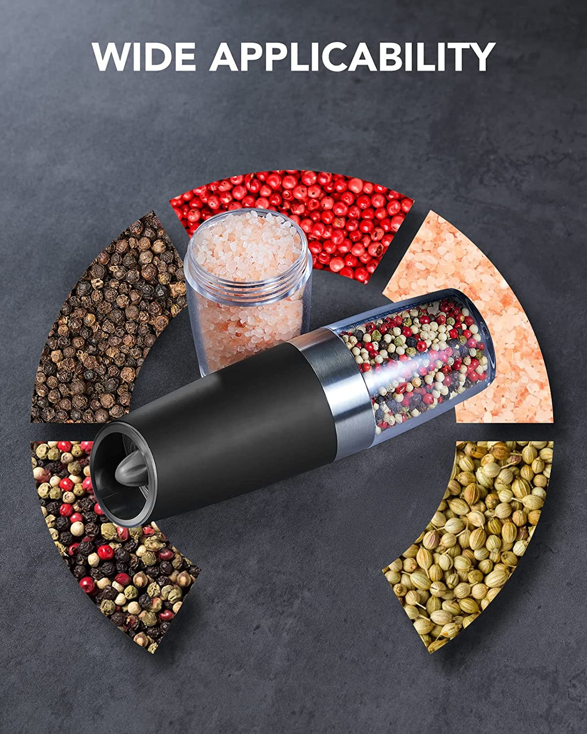 Gravity Electric Salt and Pepper Grinder Set, Automatic Pepper Grinder Shakers M