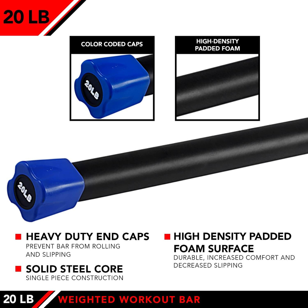 Weighted Workout Bar with Rubber Padding