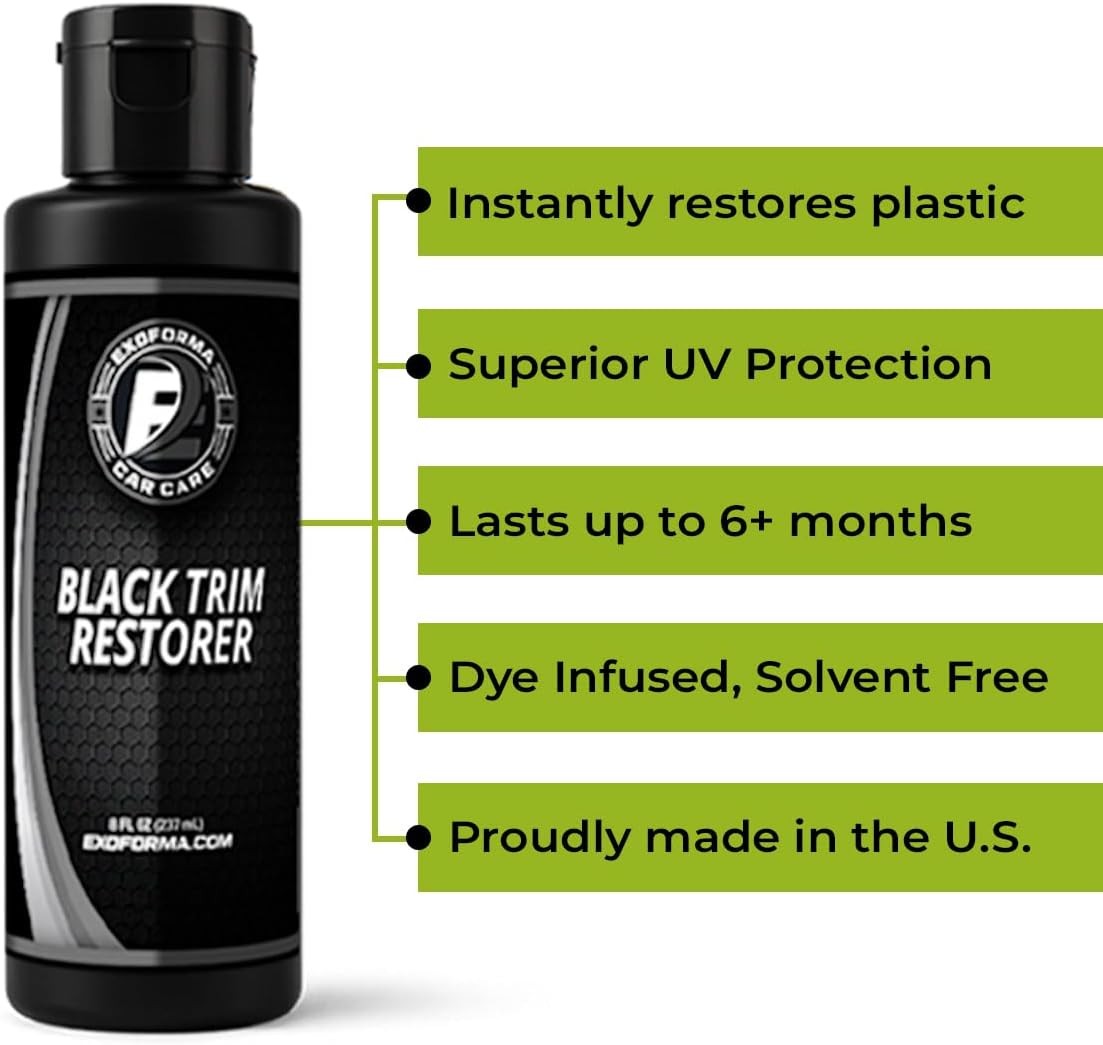 ExoForma Black Trim Restorer - Restores Factory Black to Plastic Trim - Protects