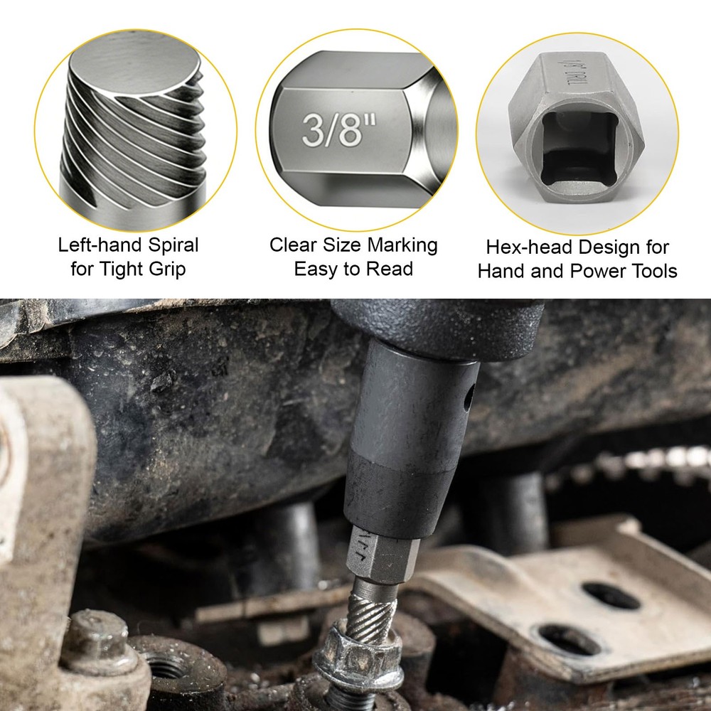 12pcs Screw Extractor Set Multi-Spline Broken Bolt & Nut Remover Tool for Drill