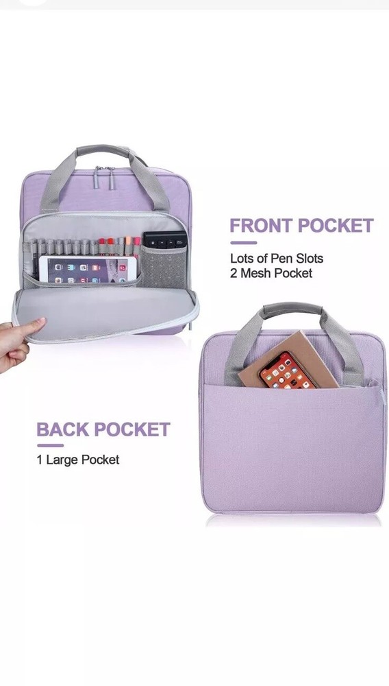 3" D-Ring Binder & Strap 700 Sheet Capacity Multi-Pockets 13" MacBook Purple