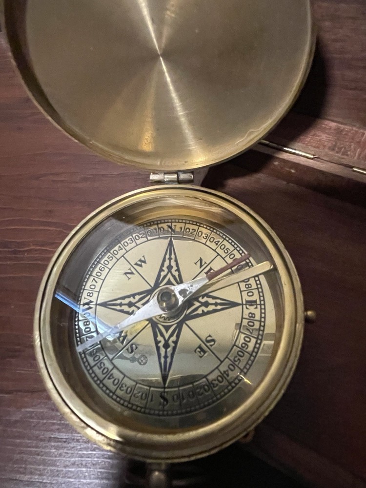 Ectoria 3" Brass Compass with Wooden Box