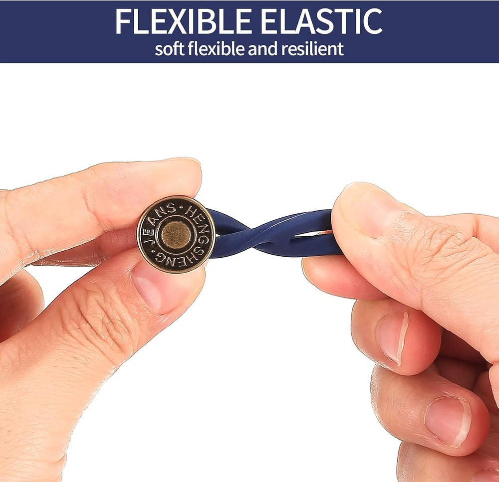 6 Pcs Jean Button Extender, Pants Extender for Moderate, dark blue