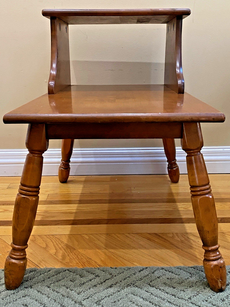 Mid Century Solid Oak End Table ~ Two Tiers