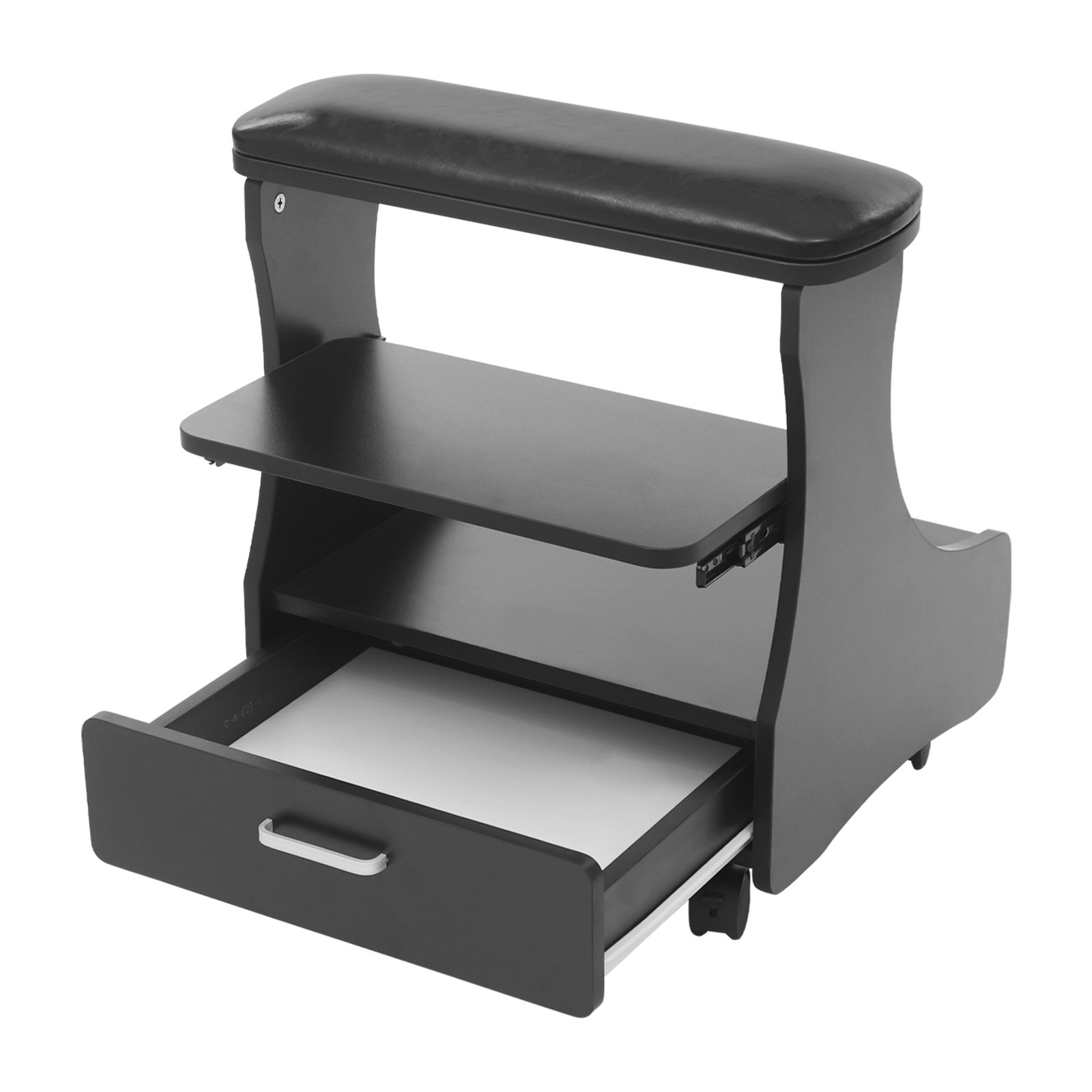 Pedicure Foot Rest 3-Tier Storage Swivel Wheels for Salon Nail Care FootRest