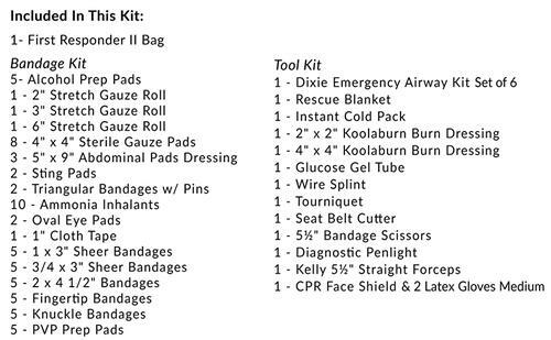 Dixie EMS First Responder Fully Stocked Trauma First Aid Kit