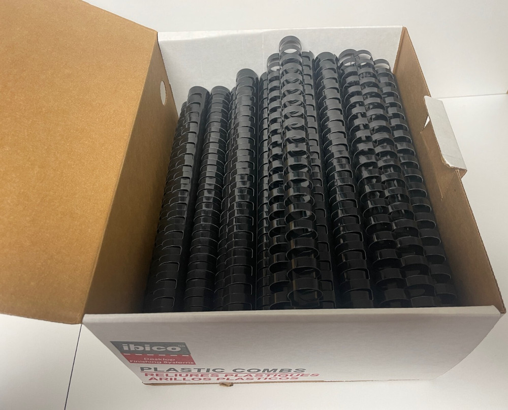 ibico Plastic Combs Black 3/4" Box