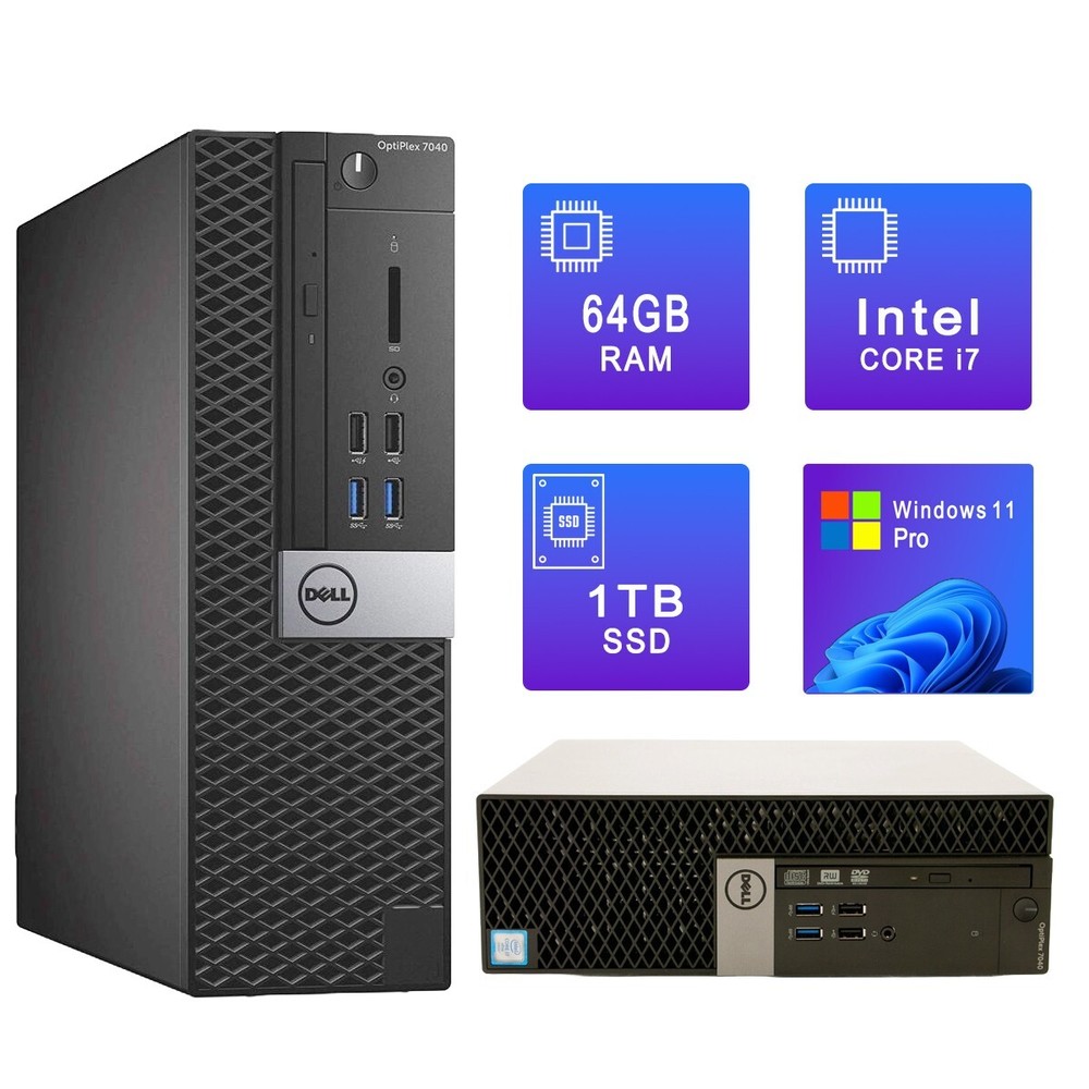 Dell Desktop Computer i7 6700 64GB RAM 1TB SSD Windows 11 Pro PC WIFI Bluetooth