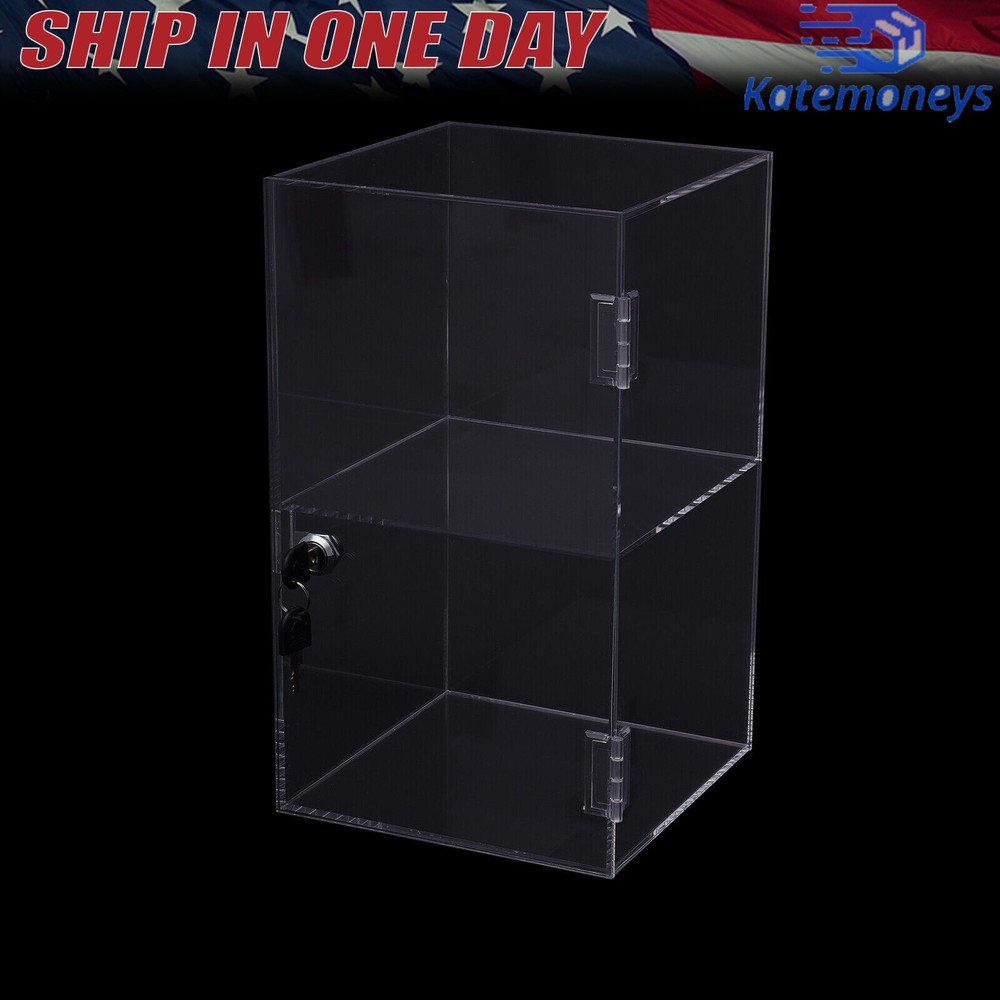 2-layers Countertop Display Case 20*20*35cm Locking Security Showcase Cabinet US