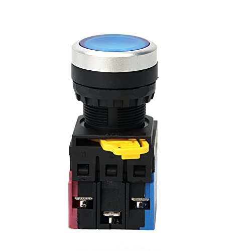 22mm Momentary Push Button Switch 660V 10A Led Self-Reset 1NO 1NC.() Blue