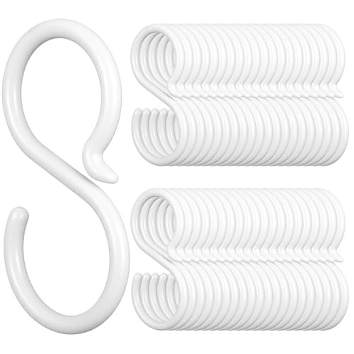 40-Pack Secure & Quiet Plastic S Hooks, Flexible Neck for Easy Twist & Lock