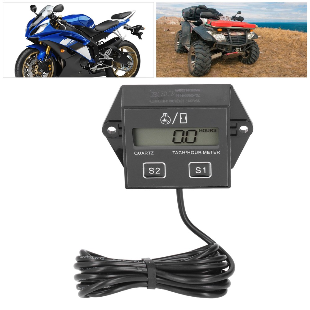 LCD Screen Motorcycle Tachometer Timer For 2/4Stroke Gasoline Engine Univer BXAL