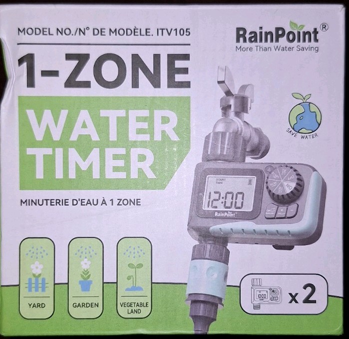 NEW RainPoint Programmable 1 Zone Water Timer - Model Number ITV105