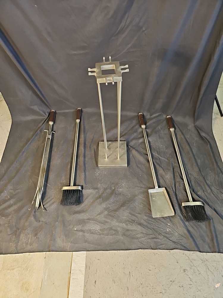 VTG Fireplace Tool Set Chrome 4pc. Heavy Set