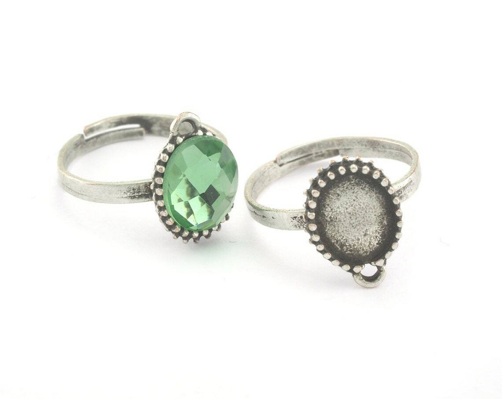 Ring Adjustable Ring Bezel  Loop Antique Silver Plated brass 17mm 7US  size 2678