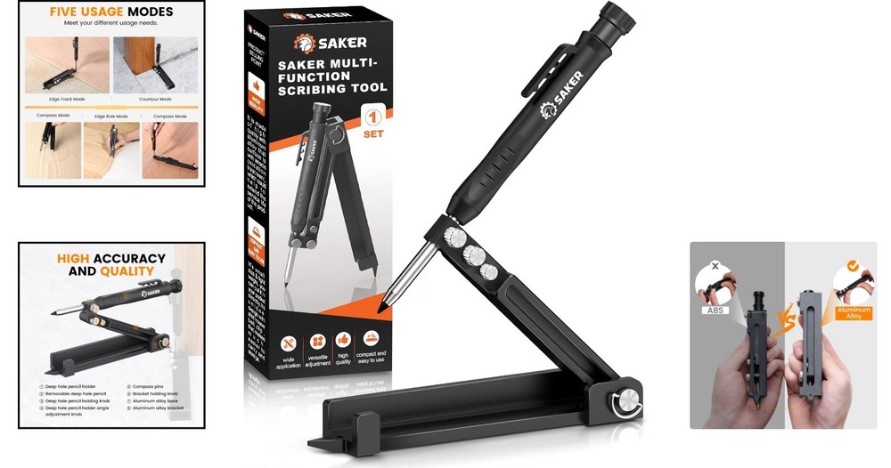 Compact Multi-Function Scribing and Measuring Tool for DIY Projects - 5.5 Inches