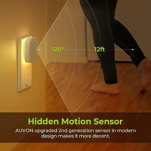 Plug-in LED Backlit Night Light with Motion Sensor & Dusk to Dawn Warm White