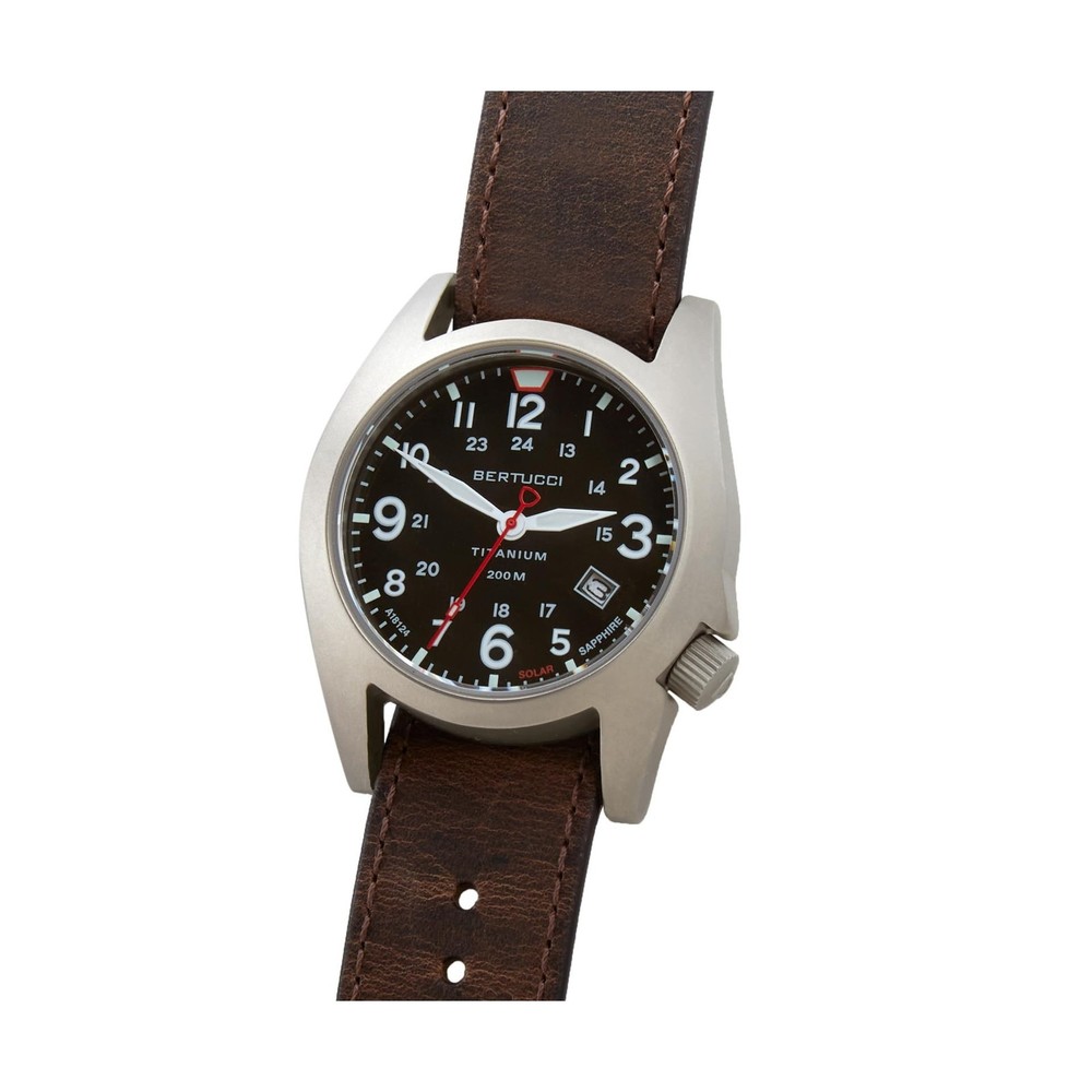 BERTUCCI A-7TS RETROSPEC Solar Black Dial Watch Brown