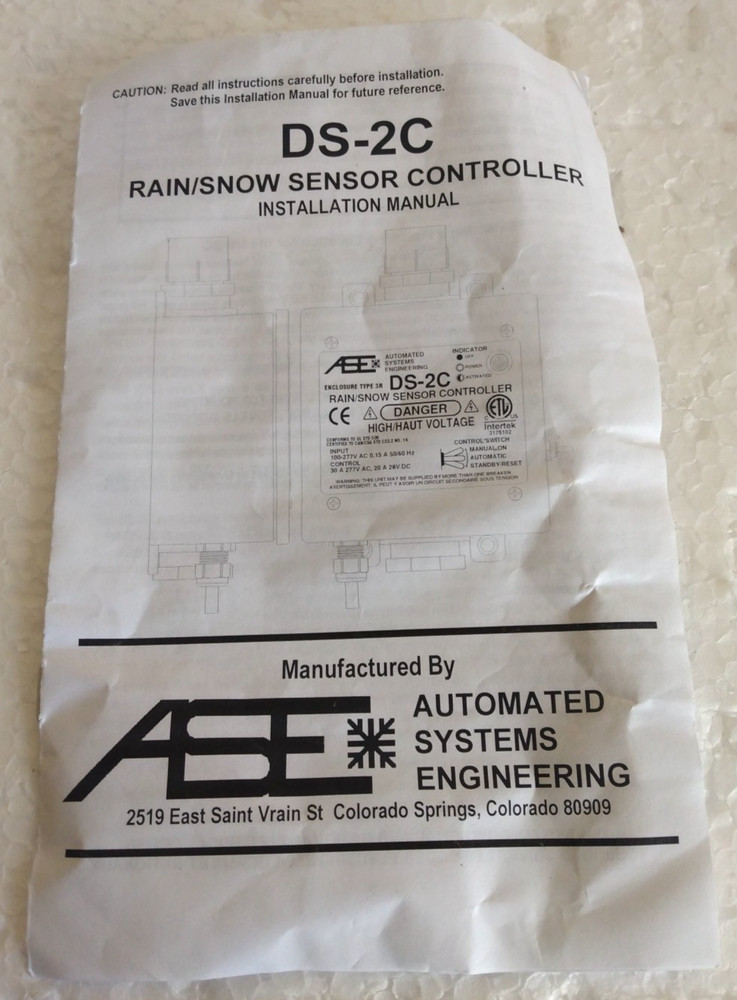 DS-2C Rain/Snow Sensor Control