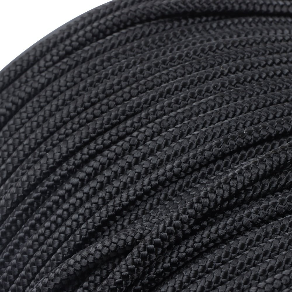 1/4" × 500' Black Nylon Rope Sturdy Spool Solid Braid Knot Rope Multipurpose