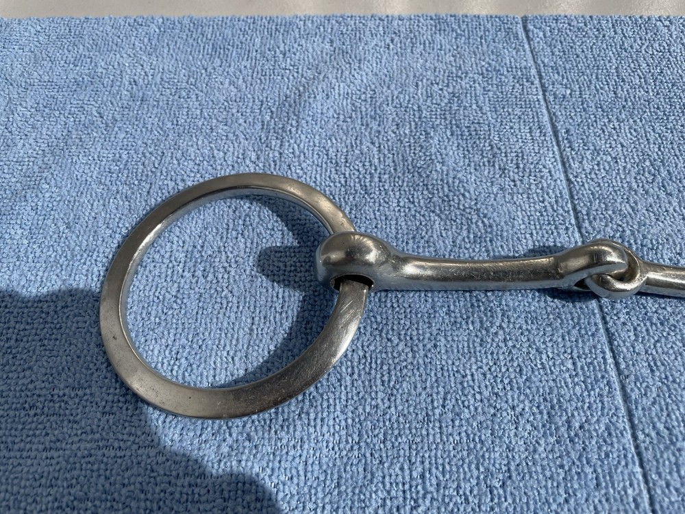 Vintage 6" Loose Flat O-Ring Snaffle Horse Bit Solid Nickel Clean Nice