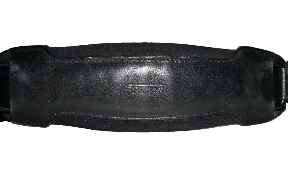 TUMI Black Leather & Nylon Adjustable 30-48" Replacement Strap