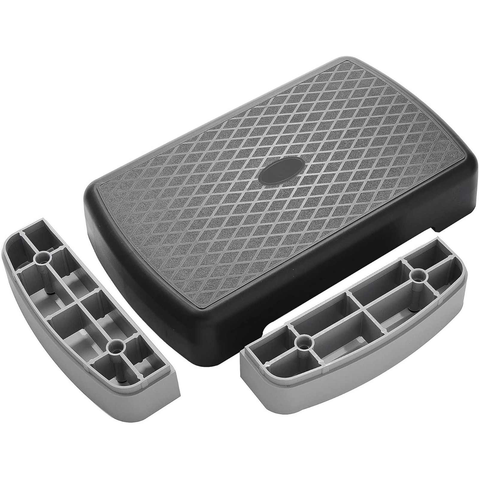 Fitvids 18" Workout Aerobic Stepper Platform with Adjustable Risers, Black/Gray