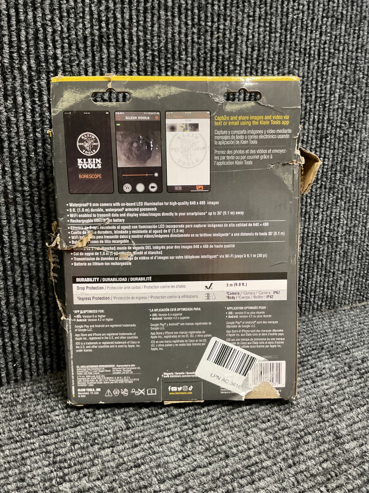 Klein Tools ET20 Wi-Fi Borescope 9mm 6ft Armored Multi