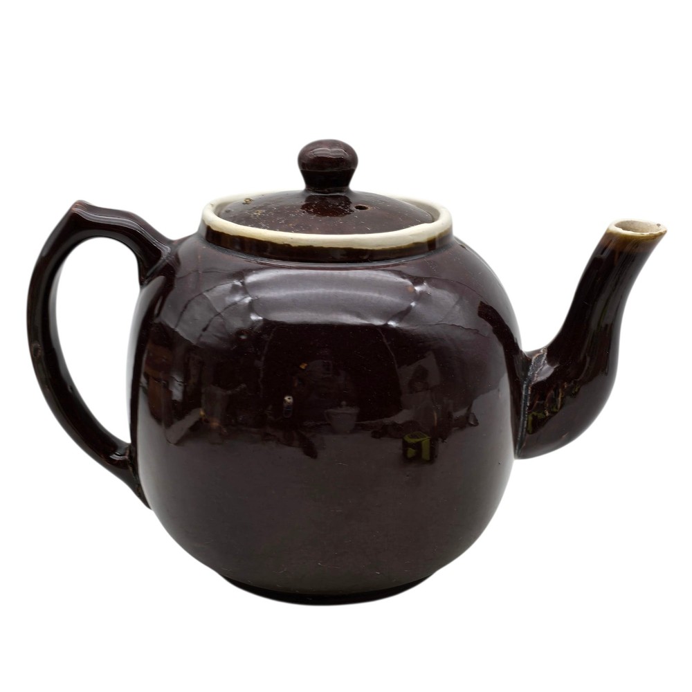 Star Stoneware Primitive Pottery Teapot Dark brown