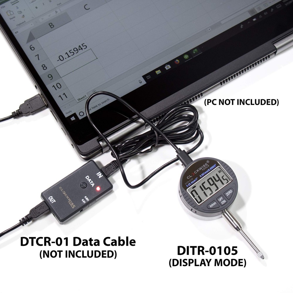 Clockwise Tools Digital Indicator with Magnetic 0-1"/25.4MM, Silver, Grey