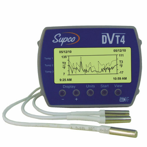 Supco Data View DVT4 4-Channel Data Logger w/ Display, PC Software & USB Cable