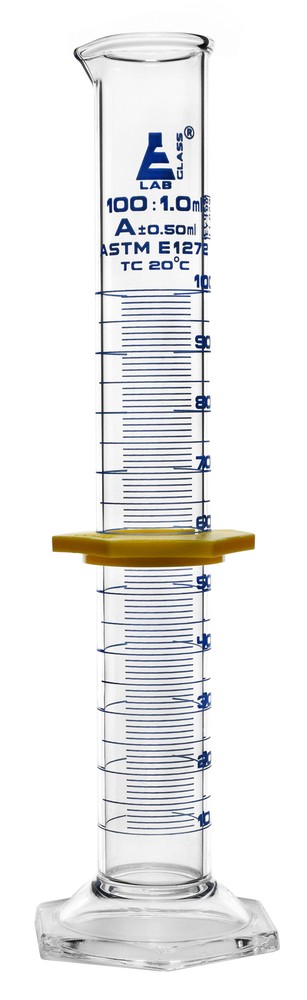 Eisco Labs 100ml Graduated Cylinder with Protective Collar, ASTM, Class A