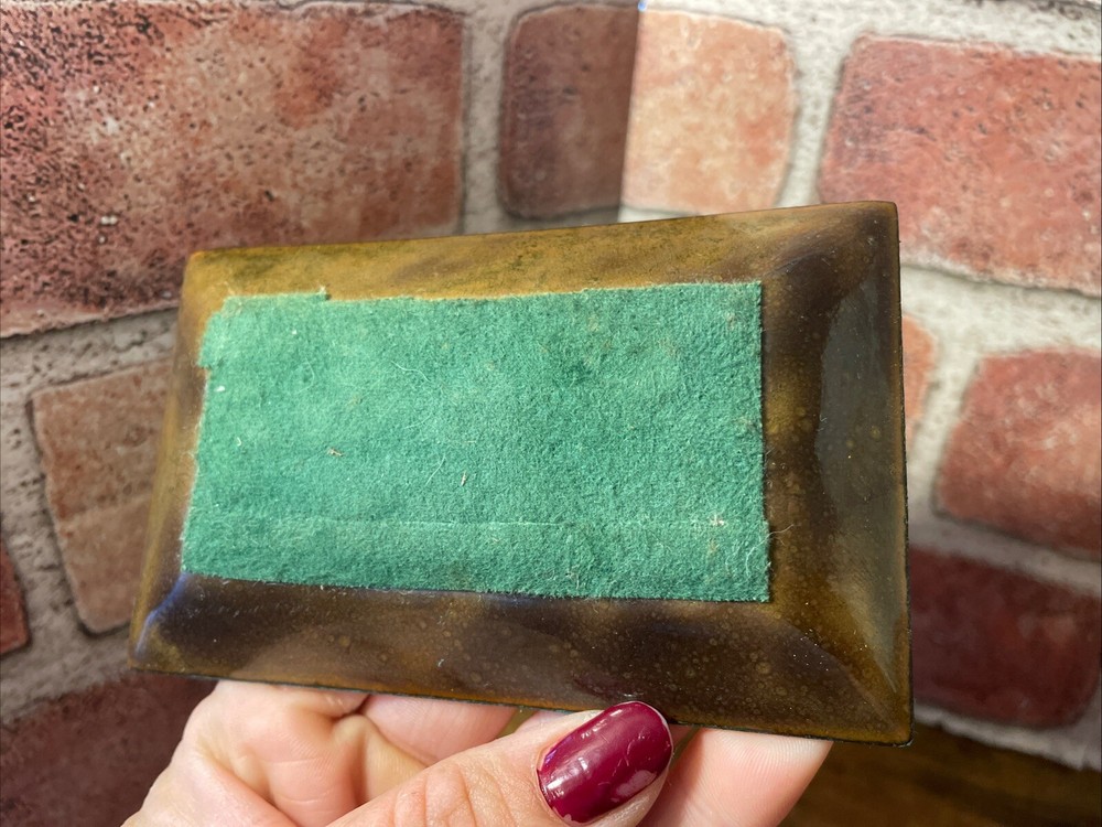 Vintage MCM Abstract Geometric Enamel Over Copper Rectangular Tray Trinket Dish
