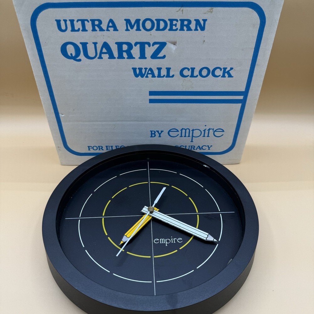 Postmodern Wall Clock by Empire Pencil Hands Black RARE *READ DESCRIPTION*