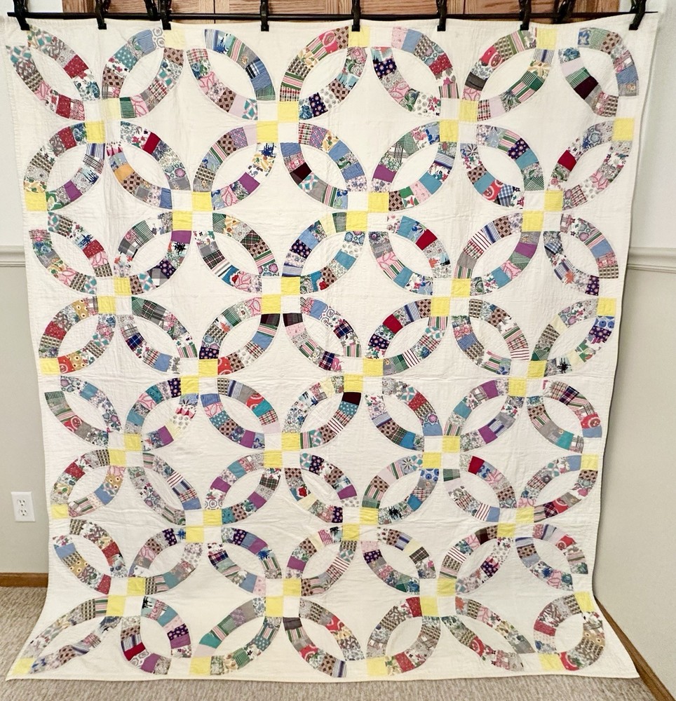 Handmade Patchwork Cotton Wedding Ring Quilt