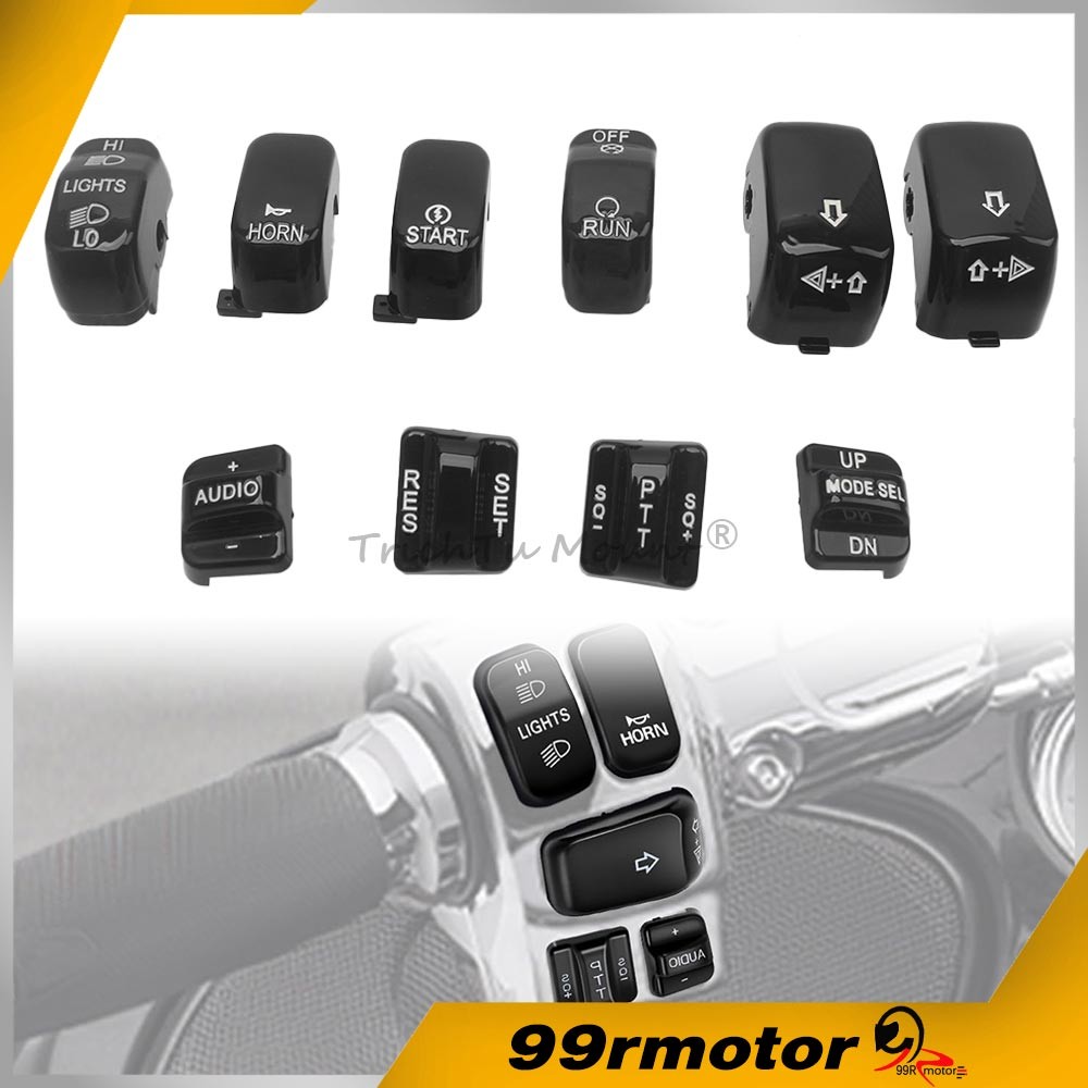 Motorcycle 10pcs Hand Control Switch Button Caps Fits For Harley Electra Glide