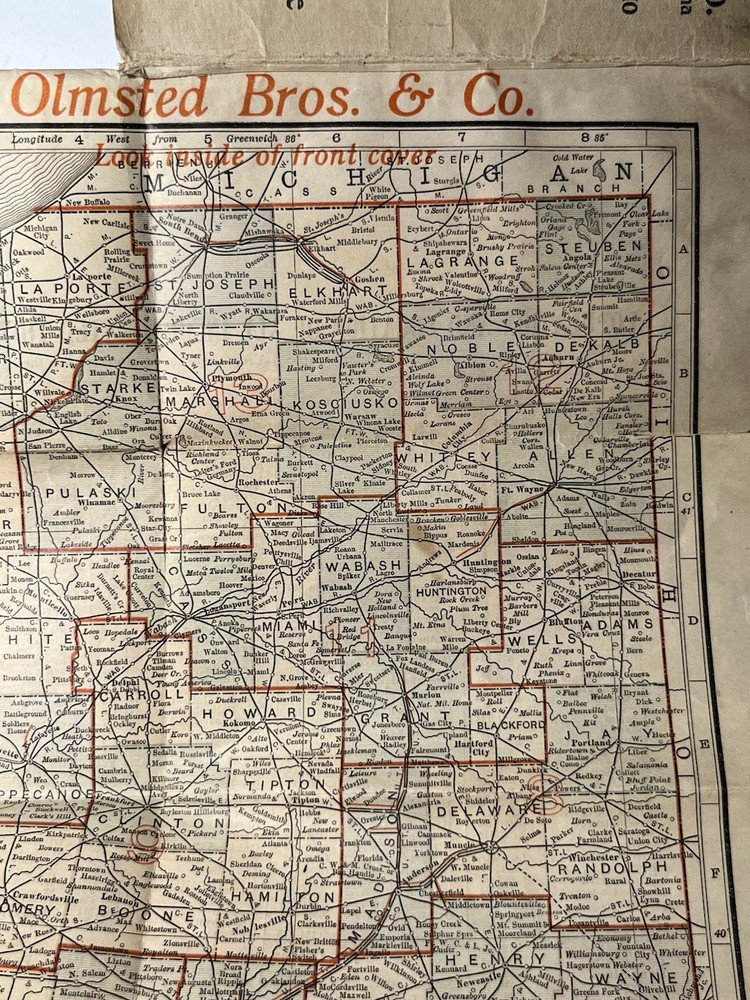 1902 Foldout Picket Map Indiana Kenyon Map Makers