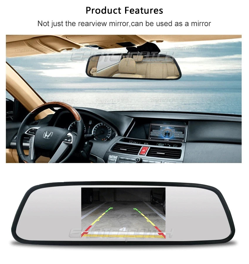 4.3" - Backup Camera Mirror Car Rear View Reverse Night Vision Parking System