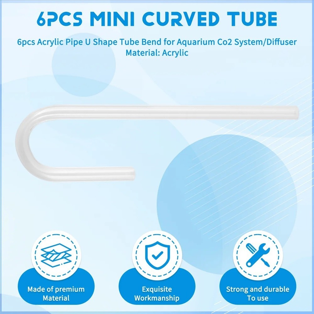 6pcs Acrylic Pipe U Shape Tube Bend for Aquarium Co2 System/Diffuser