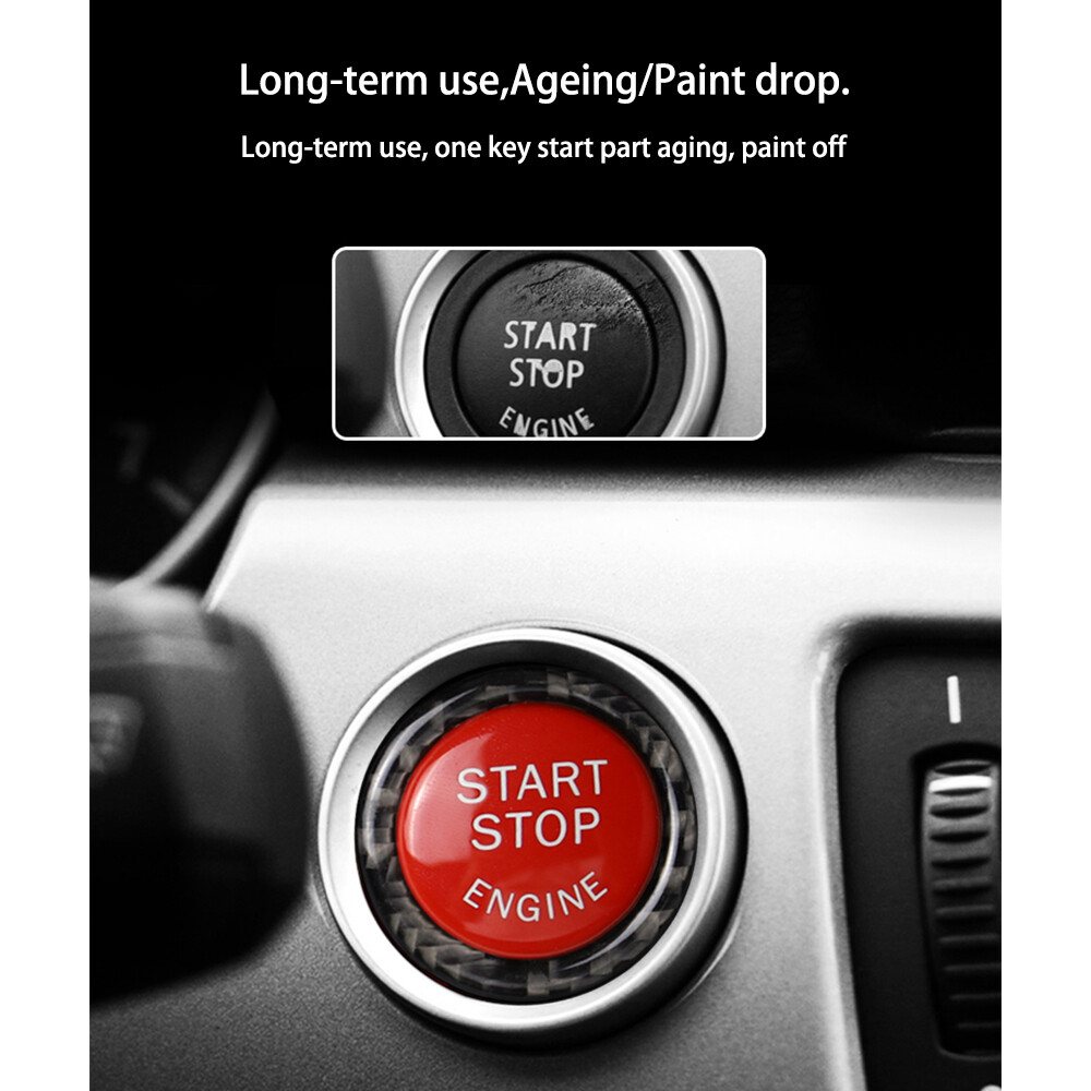 Red Engine Start Stop Push Button Cover&Ring Trim For BMW E90 E92 E93 2009-2012