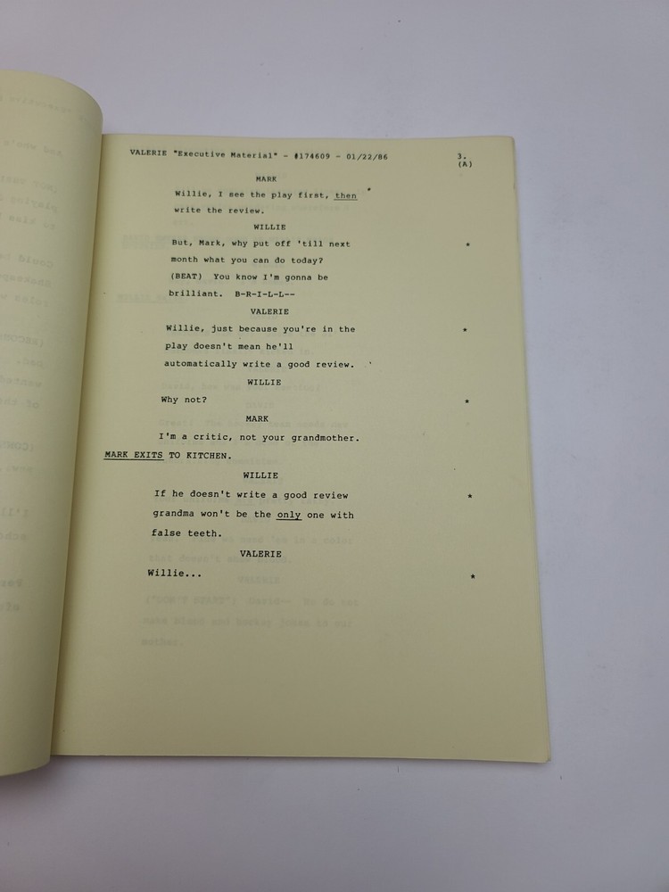 VALERIE / Doug Keyes 1986 Script, Hogan Family "Executive Material"