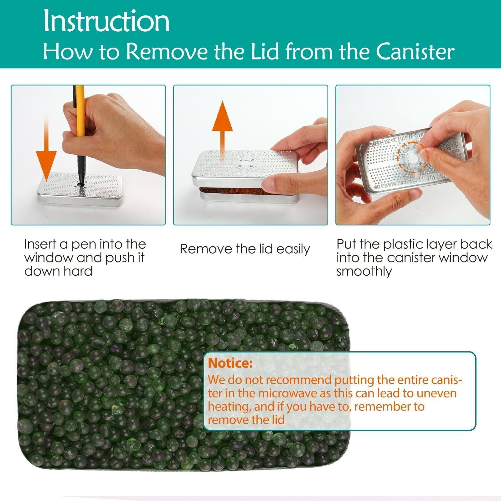 Reusable Silica Gel Desiccant Beads Dehumidifier Canister Safe 40 Gram 4 Packs