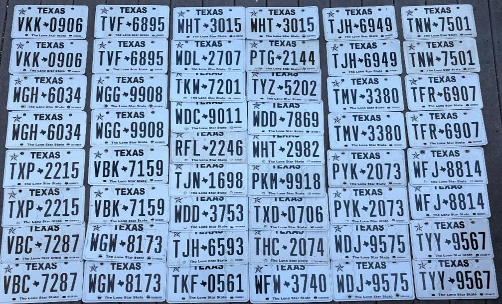 BULK Lot of 50 2020-2022 expired TEXAS License Plates   several pairs