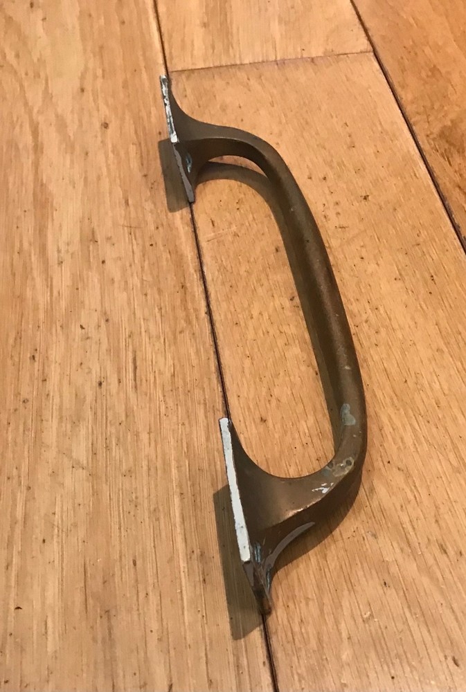 Vintage solid brass pull handle 10” Long (255mm Long) Approx (DR)