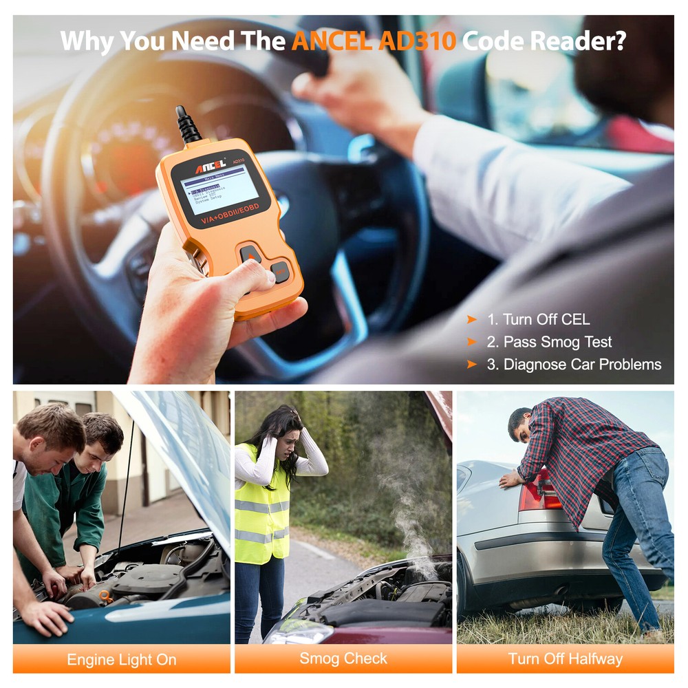 Ancel AD310 Car OBD2 Scanner Auto Diagnostic Scan Tool Check Engine Code Reader