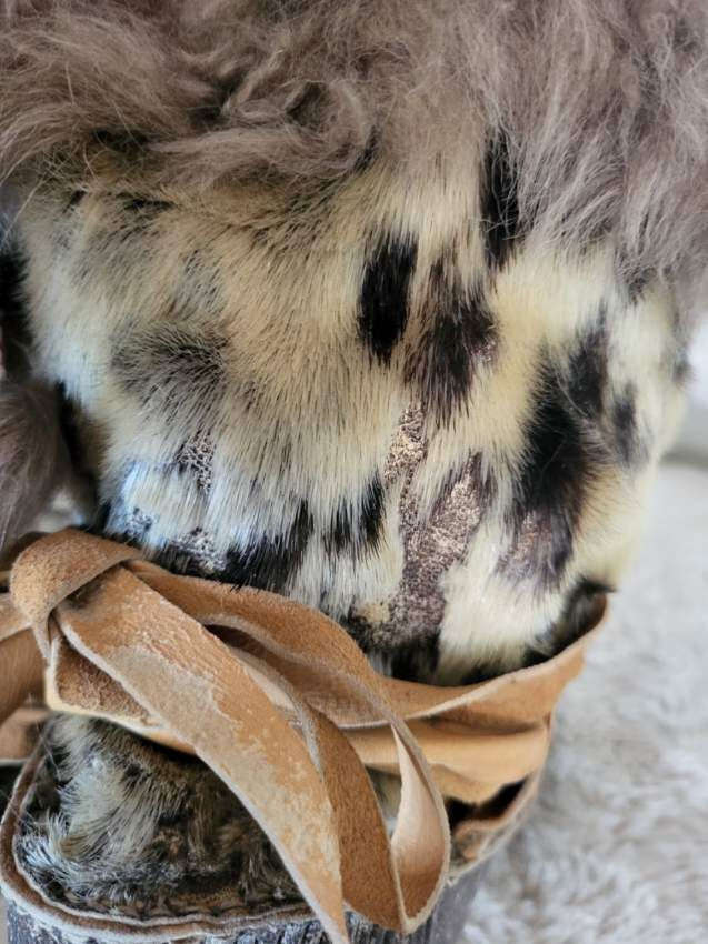 Vintage Handmade Fur, Skin, Leather, Felt & Glass Beaded Native Alaskan Mukluks