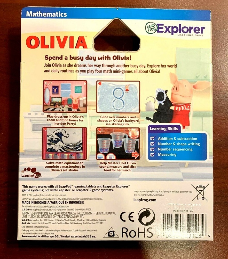 LeapFrog LeapPad Explorer Learning System: Olivia - Math, Leap Pad 1 2 3 NIB